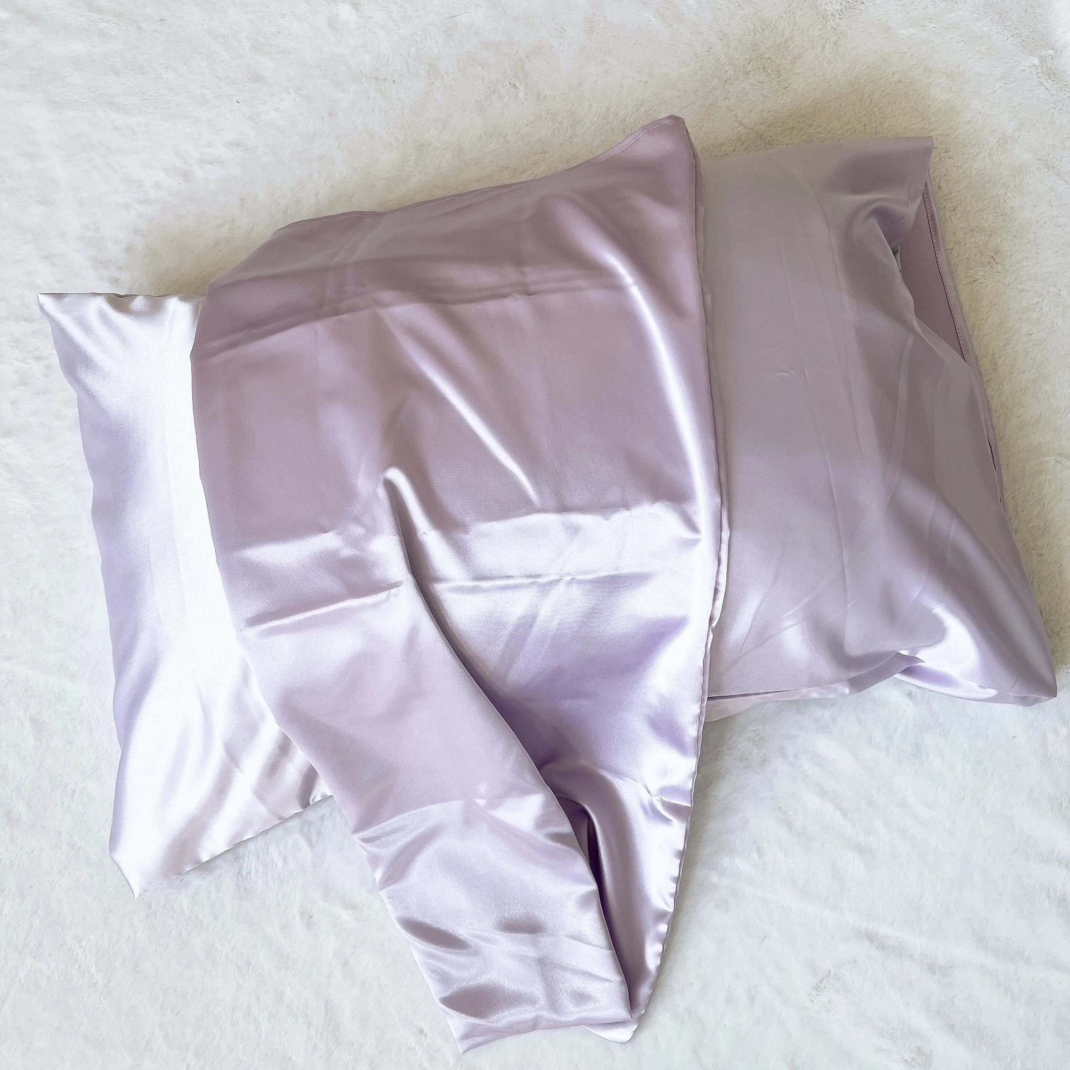 Heenlong New 20*30Inch Silk Pink Soft Breathable Cooling Silky Satin Envelope Pillow Cases for Hair and Skin Care