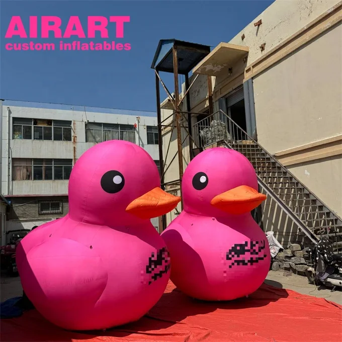 Factory Price Animal Model Inflatable Duck, Red Hat Decorated Inflatable Yellow Duck Cartoon