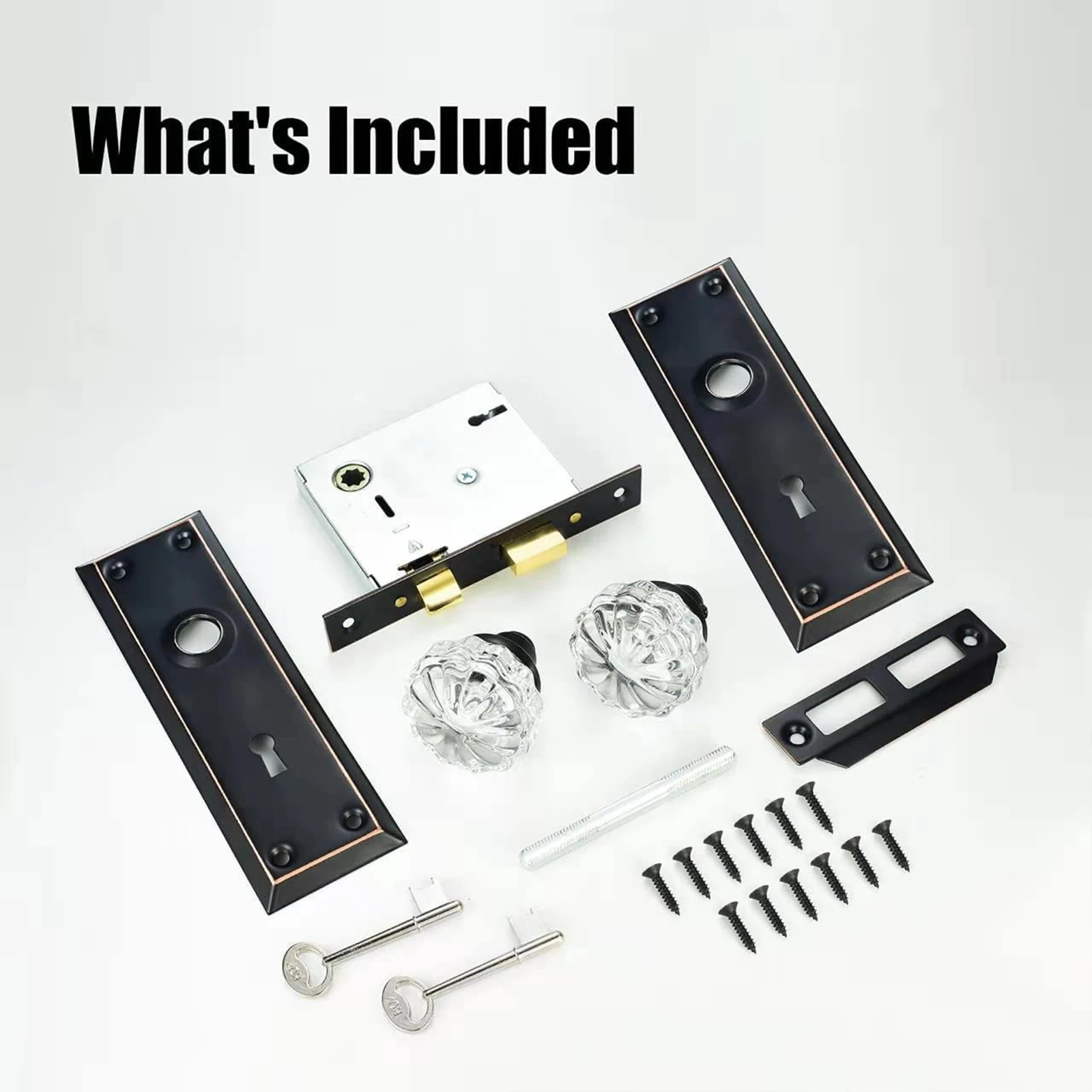 Vintage Keyed Indoor Mortise Keyed Lock Set with Glass Knob Fits 1-3/8 in to 1-3/4 in. Interior Doors