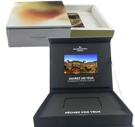 wholesale customized 7 inch LCD Screen video pack box , lcd video gift packing Box ,Video brochure box with led screen