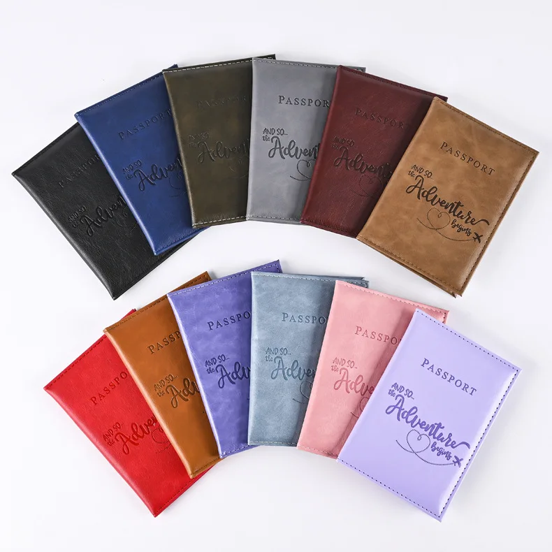 Fashion Letter The Adventure Begins PU Travel Lovers Passport Cover Passport Holder For Women Or Men