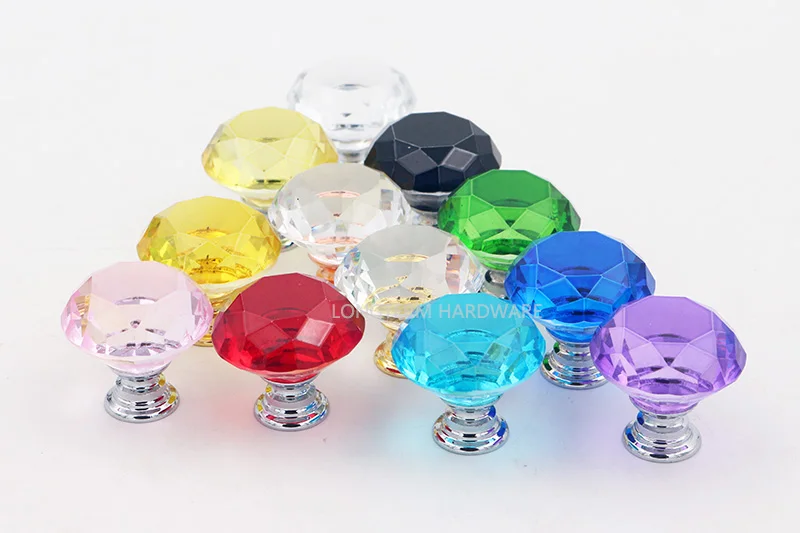 Best selling crystal diamond handle knob cabinet cupboard knob pull various colors decorative handle knob