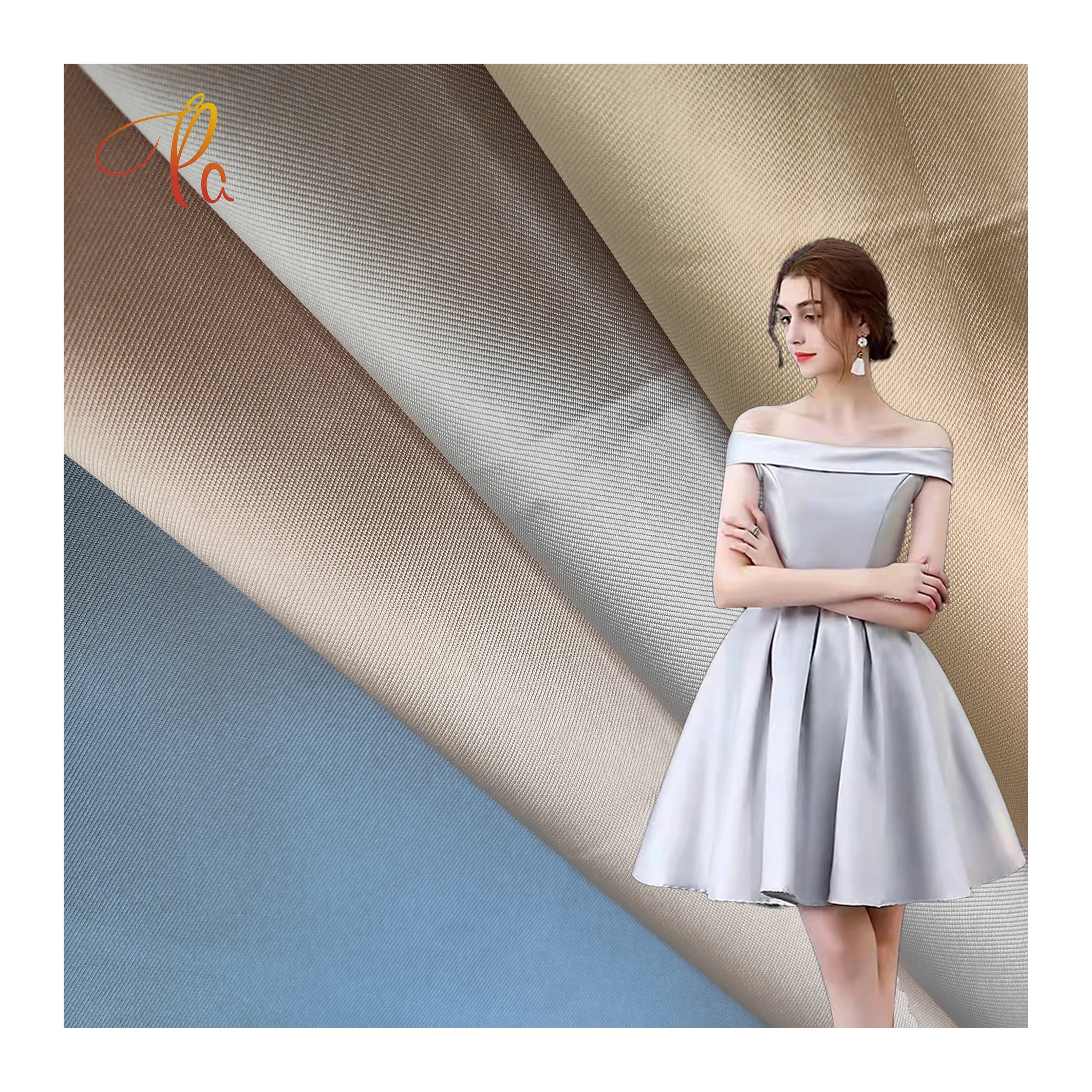 Hot Sale 100% Polyester Woven Fabric Emperor Satin Twill Fabric For Women Evening Dress