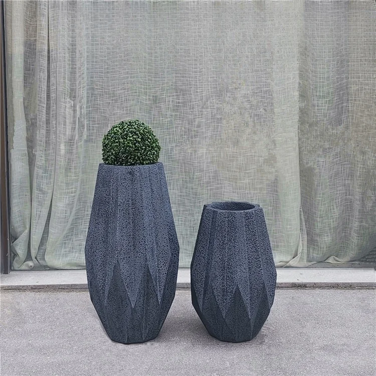 European style fiberglass origami shaped floor vase company reception desk landscape decoration floral landscape decoration