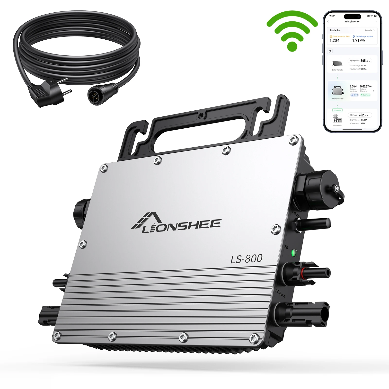 Lionshee 800 Вт смарт-сетчатый Солнечный микро инвертор Wi-Fi связь с приложением монитор IP67 водонепроницаемый VDE сертификат