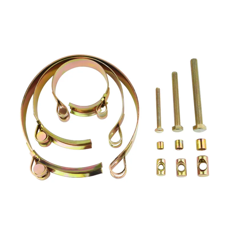 Yellow Zinc Plated Carbon Steel European Type Heavy Duty Hose Clamp Adjustable Bolt Pipe for Tube Connection