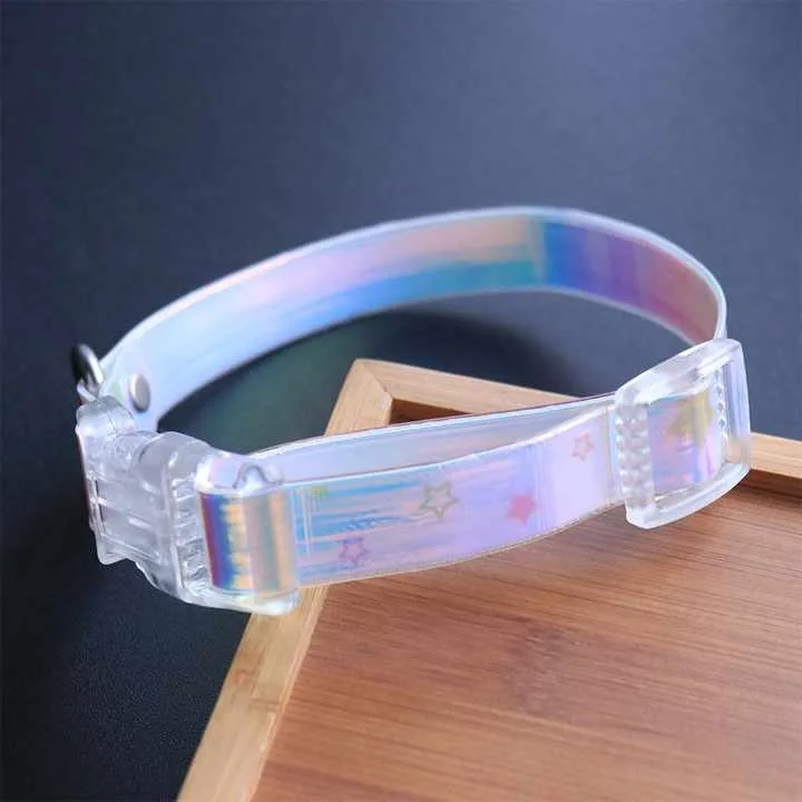 Colorful Rainbow Traction Rope for Dogs, Hand Free Transparent Luminous Colorful Pet Dog Collar Belt