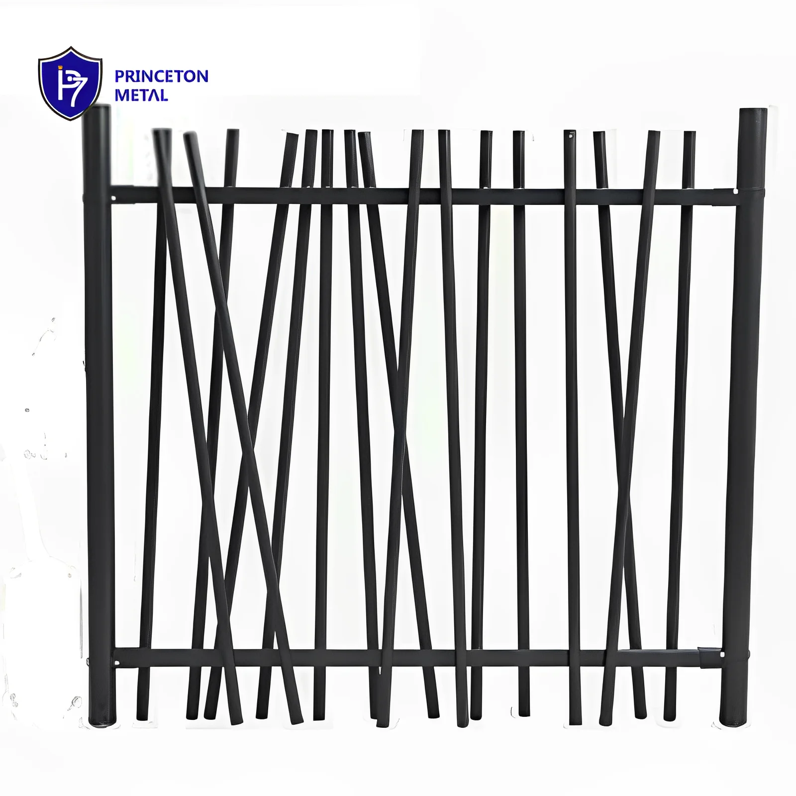 Welded metal black picket Steel Fencing Powder Coating France looks Bamboo like fence Bar aluminum fence for project