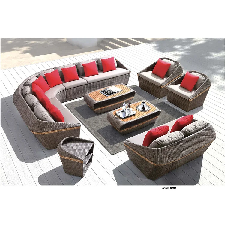 Balcony Design Rattan Outdoor Sofa Courtyard Combination of Single or Three Furniture 41 9595 Set Customized Steel Frame Style