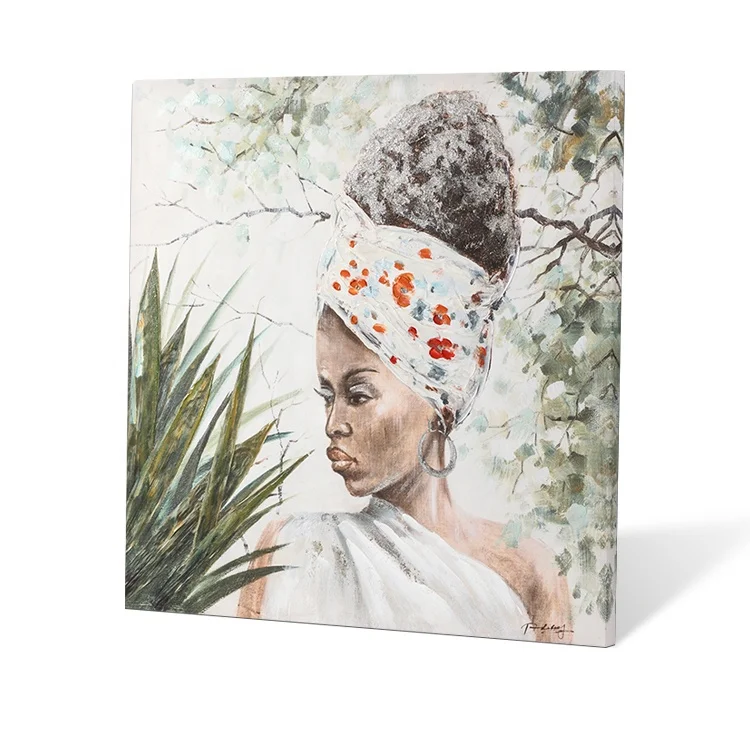Модная Африканская женщина портрет масляная стена холст искусство живопись для домашнего декора