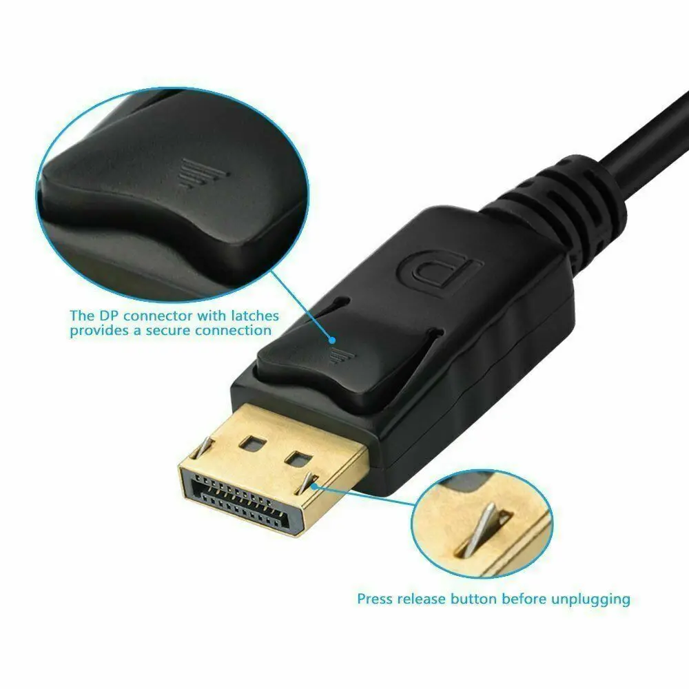 GAXEVER Multi-Function Displayport Dp to HDMI/DVI/VGA Male to Female 3-in-1 Adapter Converter Cable 1080P