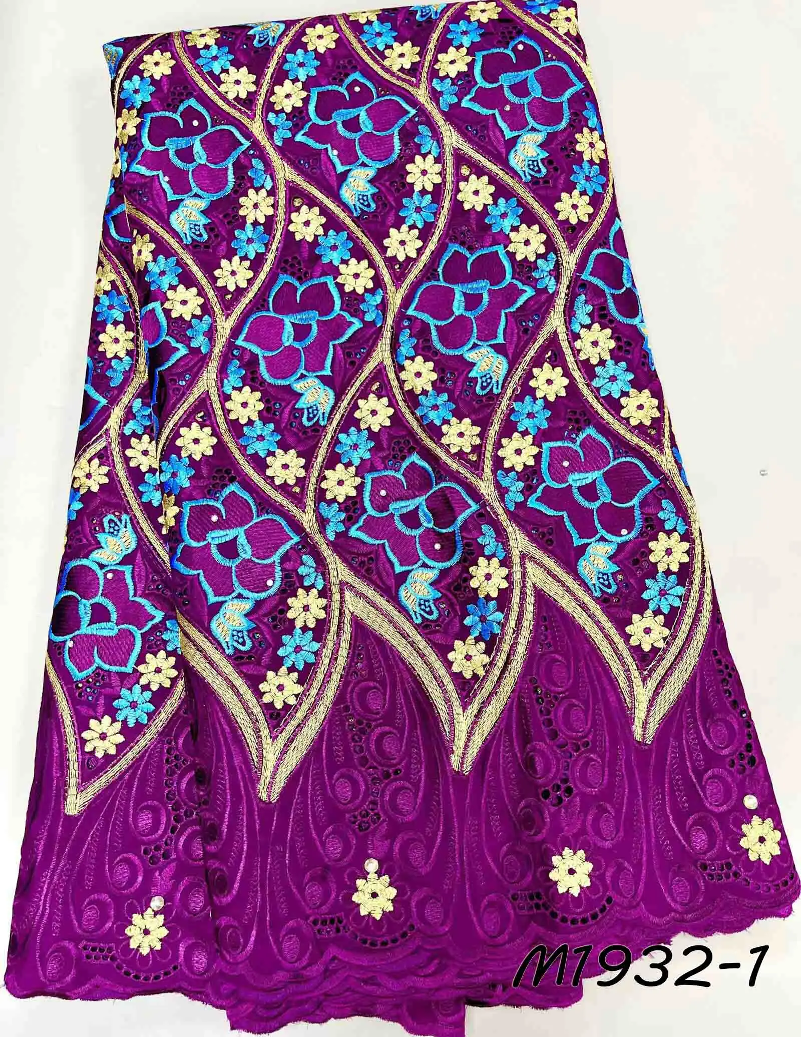 Cotton Embroidery lace African Swiss Voile lace high quality 100% Cotton Lace 5 yards Fabric For Senegal women