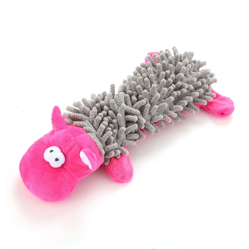 Durable low price 6 animal shapes squeaky bite dog plush toys