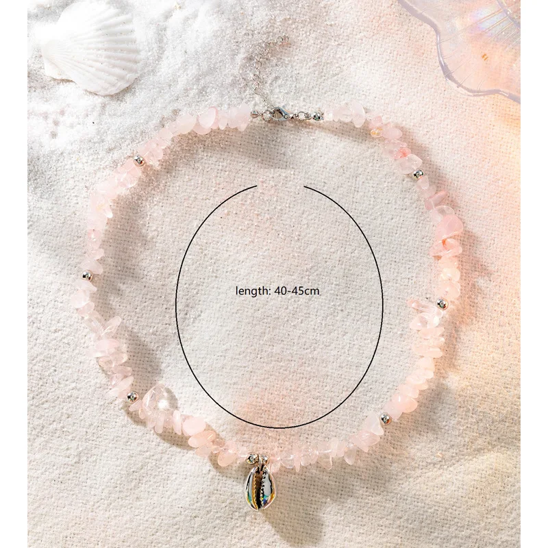 Bohemia Beaded Natural Crystal Stone Necklace High Quality Shell Bracelet Colored Jewelry Stainless Steel Fine Jewelry Sets