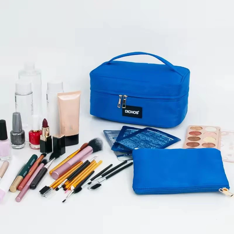 DICHOS Cosmetic Bag Custom Logo Lightweight Nylon Portable Custom Makeup Bag  Travel Storage Handbag With Zipper  For Women