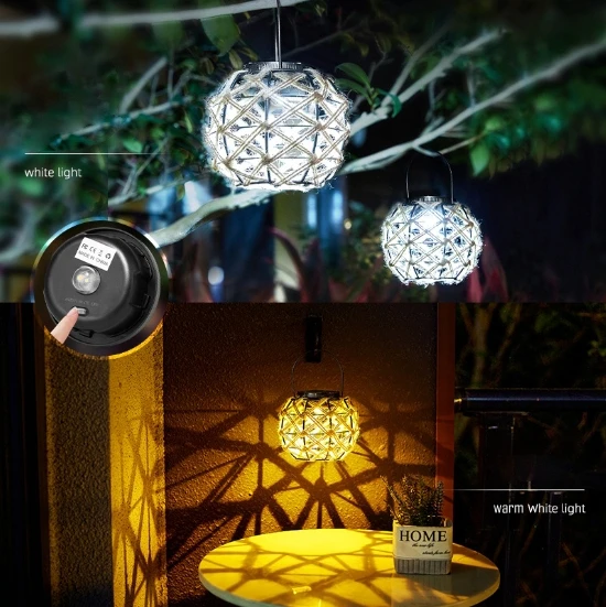 Custom Branded Rope Solar Light Outdoor Garden Light Iron Lanterns Hanging Light Ambient Lamp with Dropshipping Fulfillment