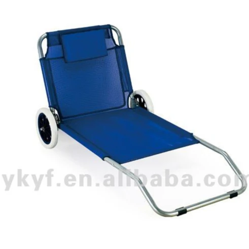 Складной пляжный стул с колесами без солнцезащитного козырька