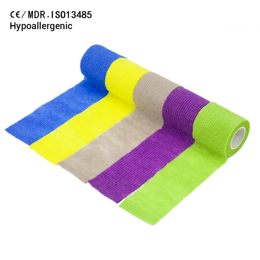 2024 China pet horse Self Adhesive Cohesive Bandage Blue 7.5cm Sport Support Wrap Roll Vet Wrap Roll medical Support Stretch tap