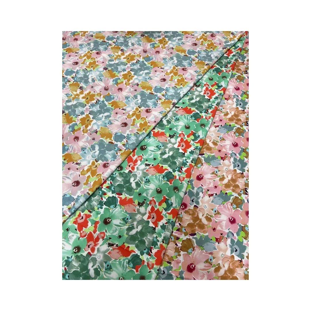 High Quality rayon print textil 100rayon challis slub printed fabrics for dresses small floral