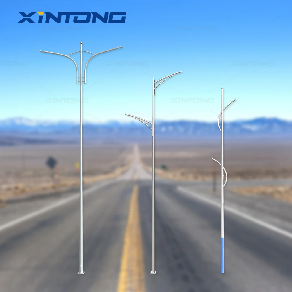 XINTONG Outdoor LED Street Lamp Post Custom Design Hot Dip Galvanized Finish Pole