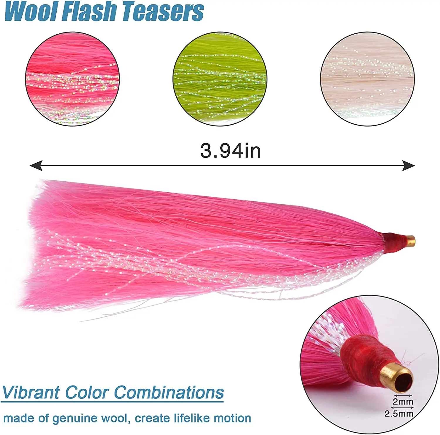3 colors 4inch Fishing Bucktail Teasers Fishing Lures Saltwater Fishing Cod Bucktail Slide Teaser Hooks Fluk rigs