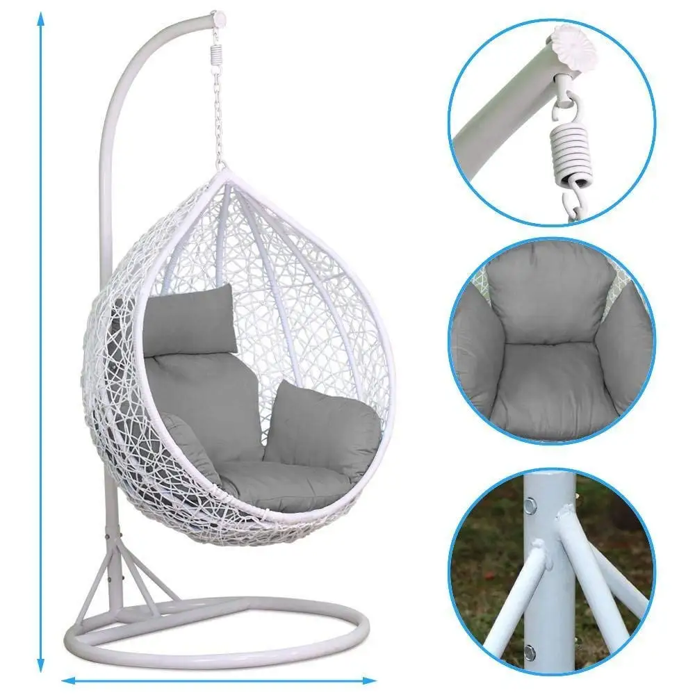 Modern Garden Woven Rattan Aluminum Frame Outdoor Hammock Furniture Egg Hanging Swing Chair Uv Resistant For Courtyard Backyard