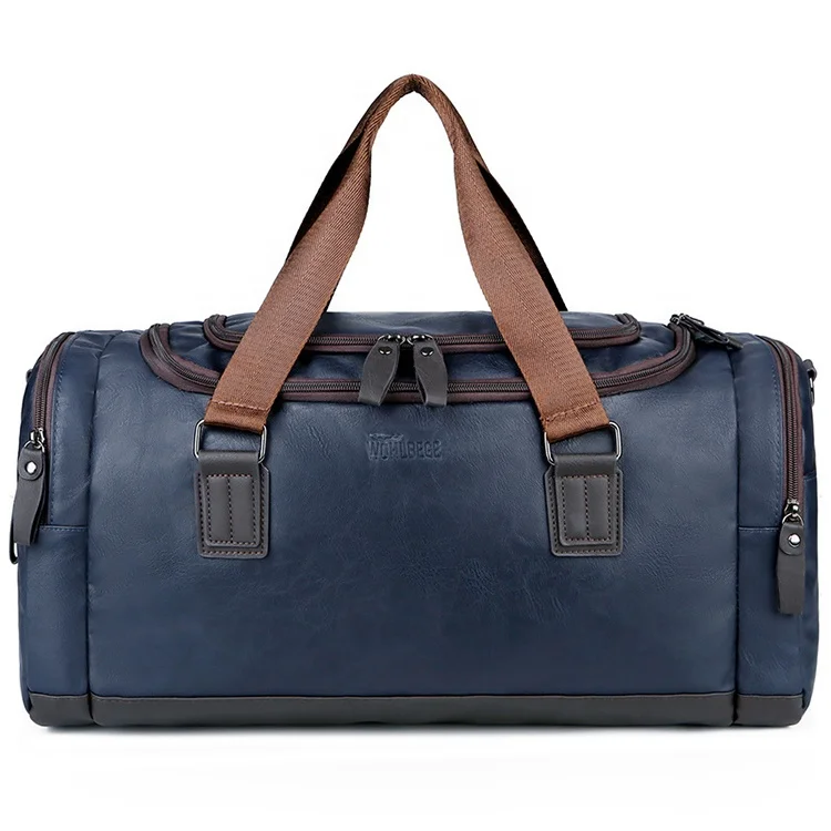 Leather Travel Pouch Waterproof Outdoor Overnight Weekender Bag Men PU Leather Duffle Bag Travel Bag