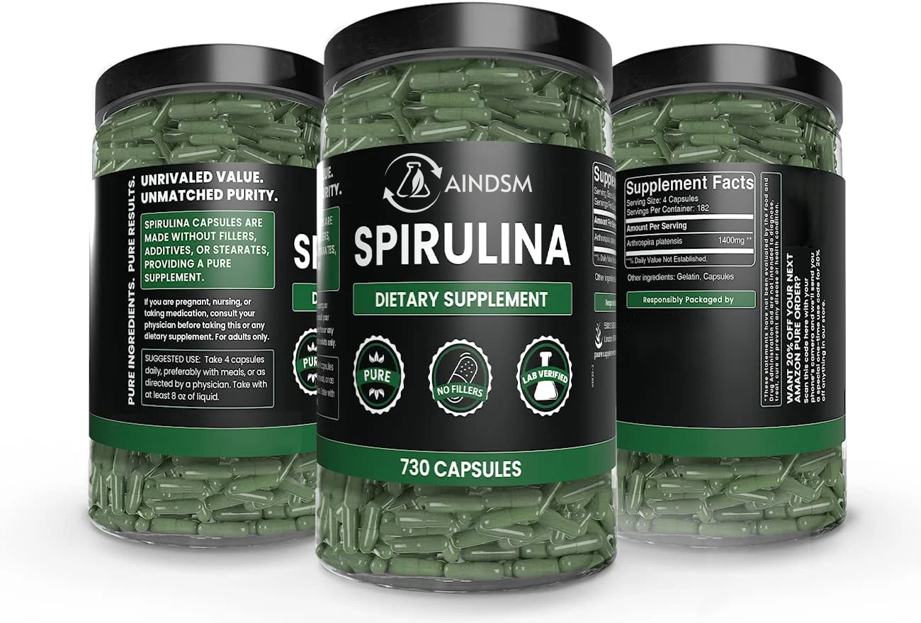 Hot Sale spirulina powerful antioxidant capsules organic chlorella spirulina capsule spirulina chlorella vulgaris capsule