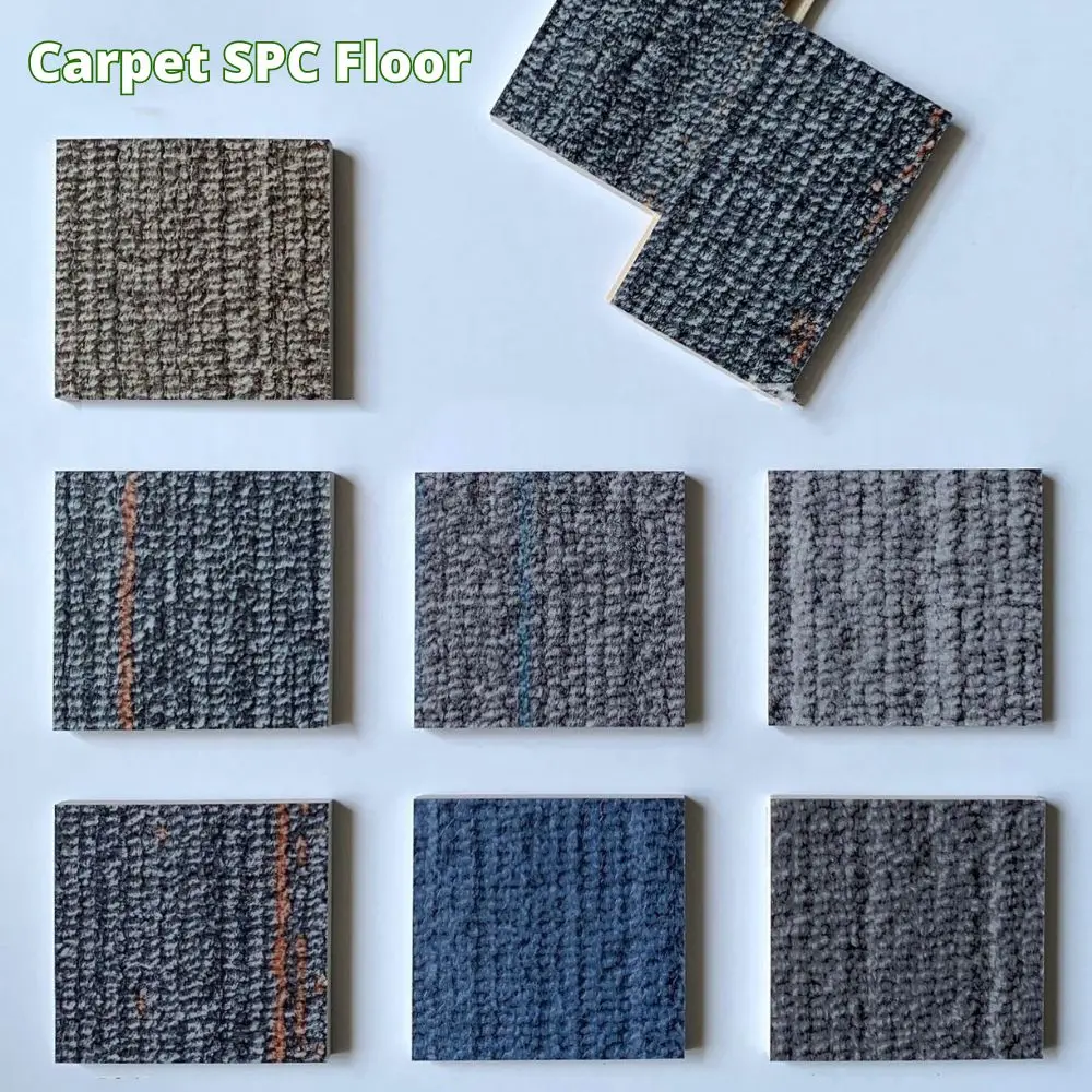 2024 popular design eco-friendly plastic pvc vinyl plank tile acoustic reduce sound proof soundproof carpet look spc flooring