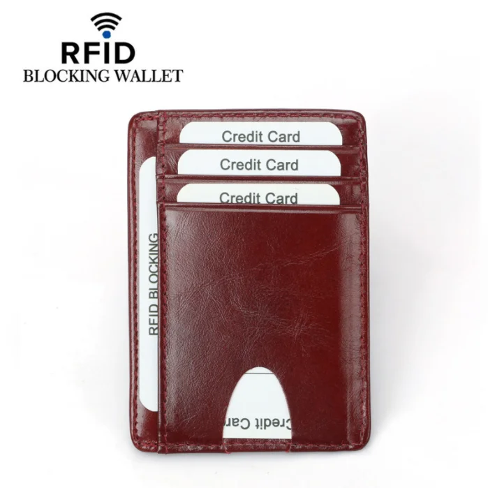 Тонкий RFID-кошелек из натуральной кожи с логотипом на заказ визитные карточки рекламный подарок держатель для кредитных карт из углеродного волокна