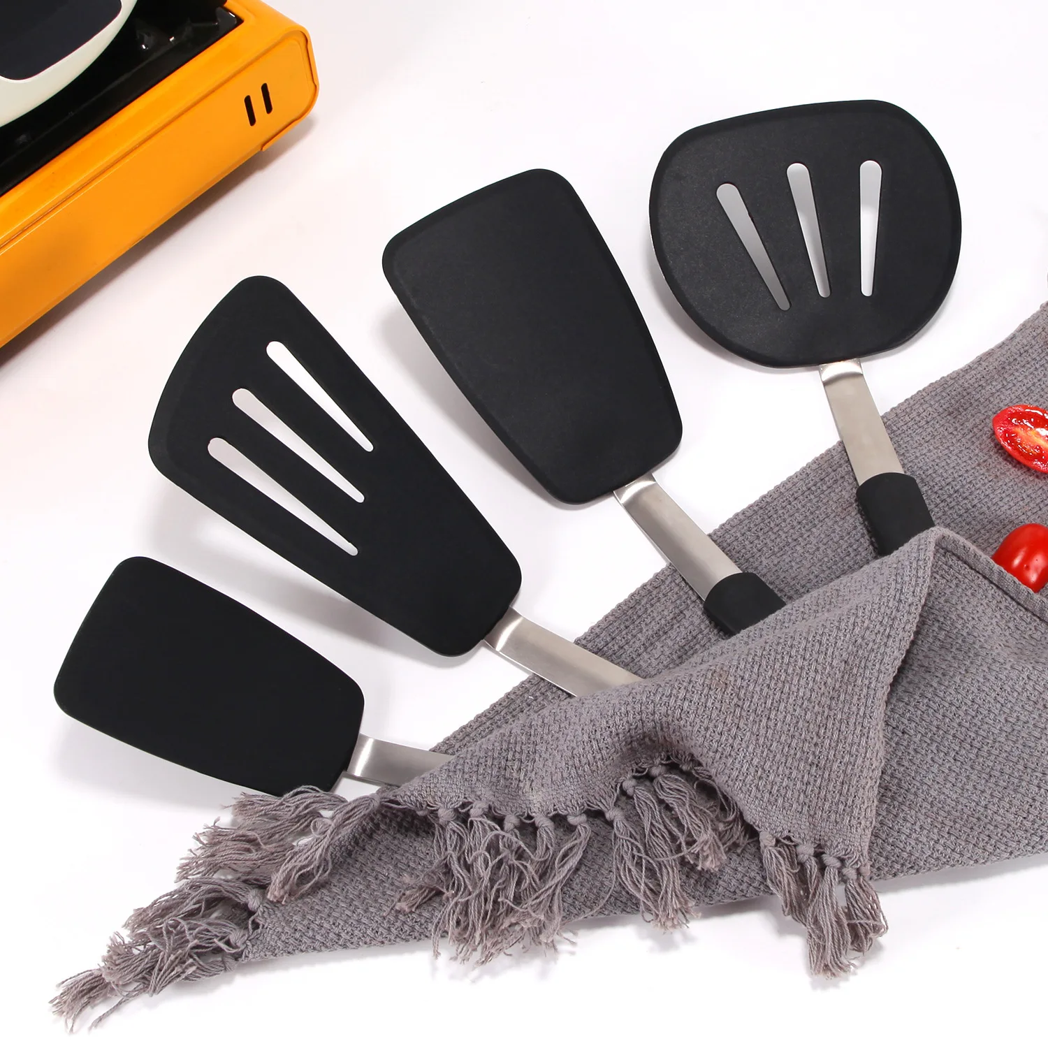 Non-Stick Stainless Steel Cooking Utensils Silicone Turner Spatula Set for Cooking Flipping Pressing Fish Pancake Eggs