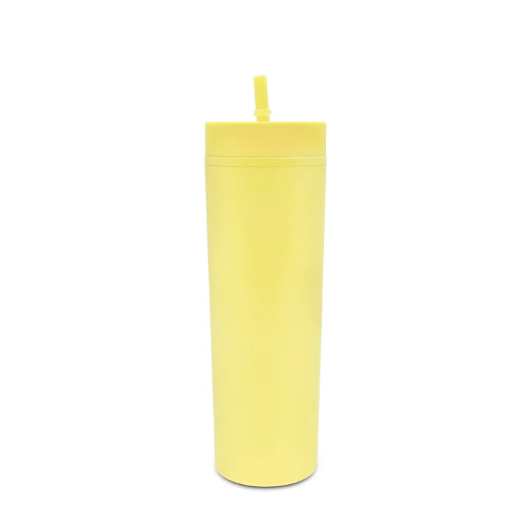16oz Tumblers Matte Colors Bottle Double Wall 500ml Tumbler Coffee Drinking Plastic Sippy Cup With Lid Straws
