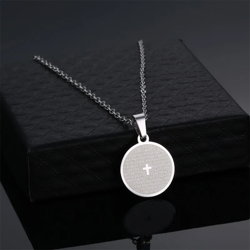 Wholesale Fashion Simple Round Pendant Necklace Letter Cross Necklace Jewelry Gift Accessories