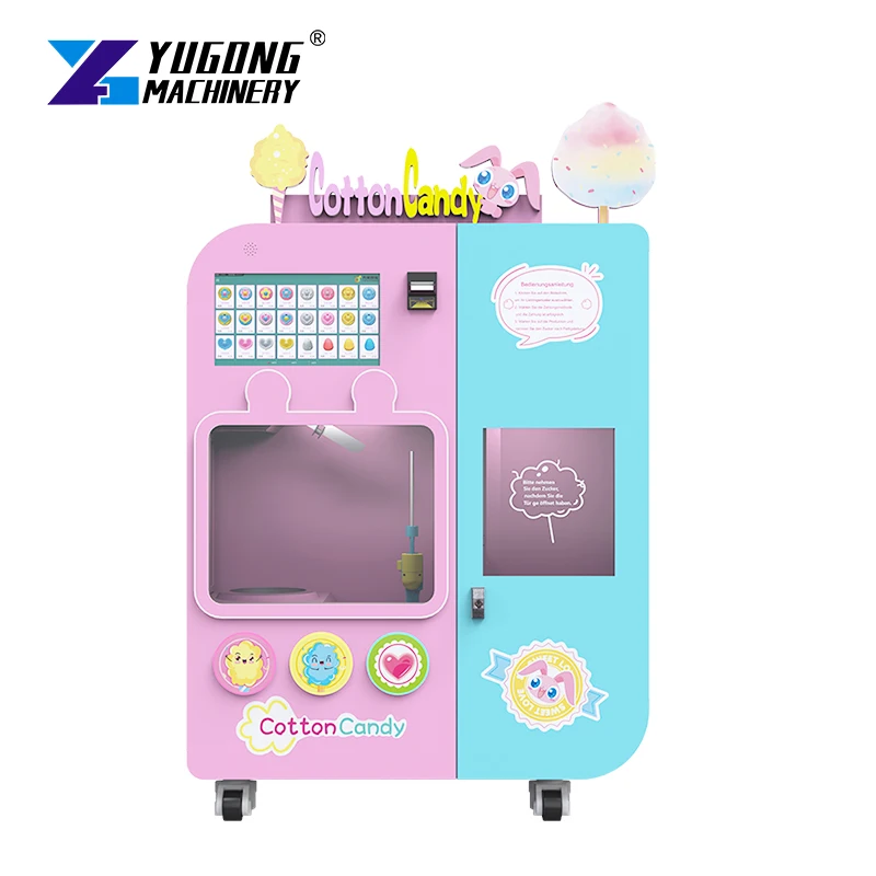 Wholesale Marshmallow Floss Makers Robot Commercial Full Automatic Making Sugar Cotton Candy Vending Machine