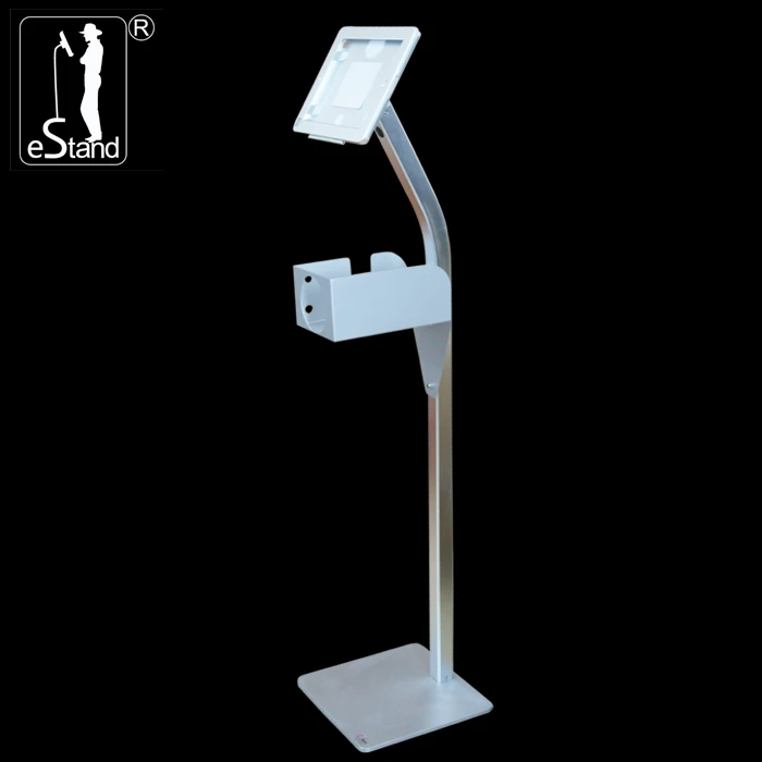 EStand 24009, Антивор, блокированный напольный выставочный киоск для iPad 9,7 дюйма с металлическим лотком для POS-машины