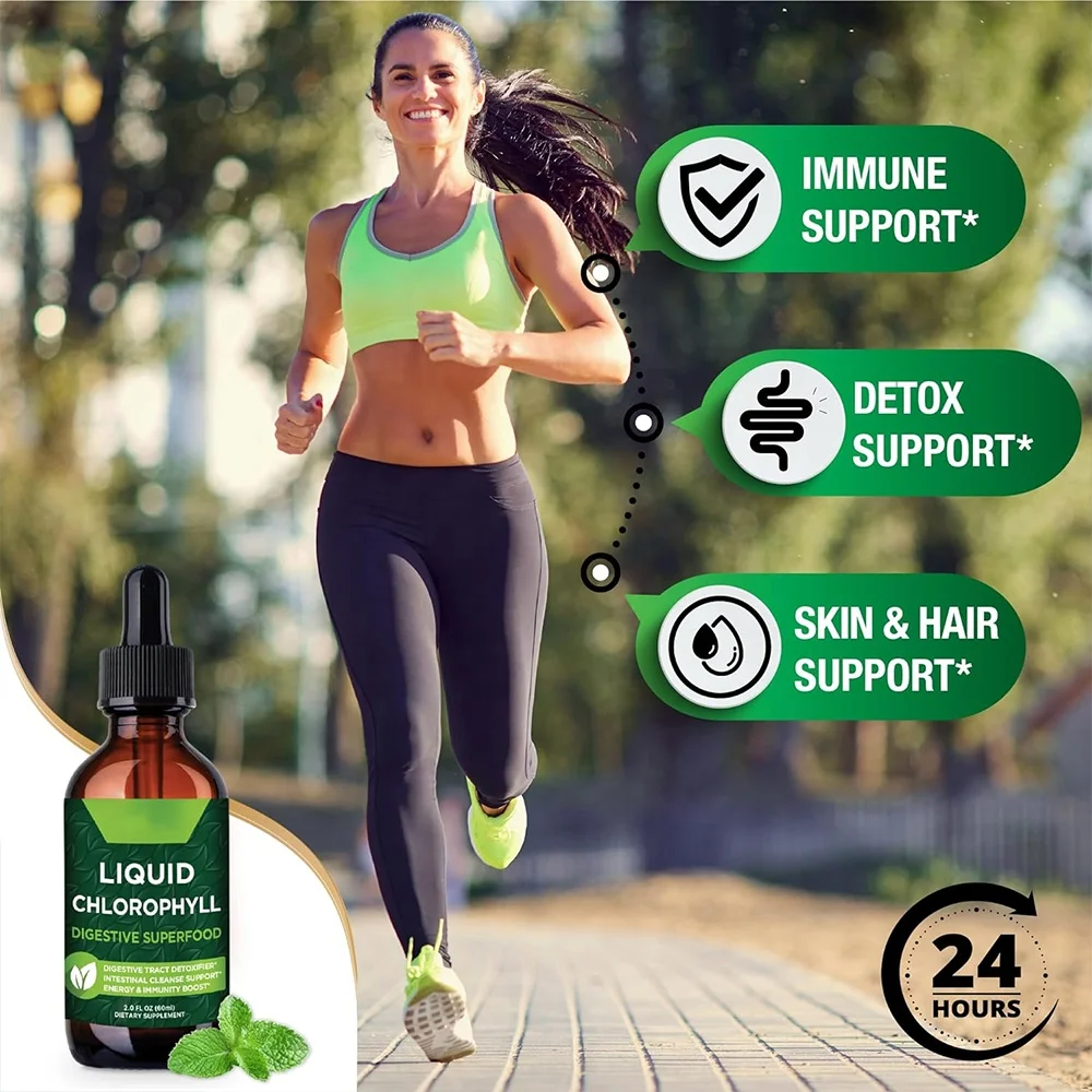 Chlorophyll Liquid Drops All-Natural Concentrate Energy Booster Digestion and Immune System Supports Internal Deodorant