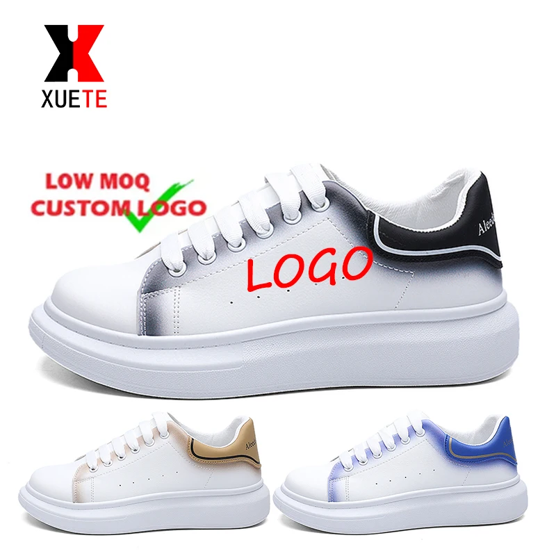 Xuete Simple Custom White shoes logo Lace-up athletic italian fashion sneakers casual fitness walking style shoes