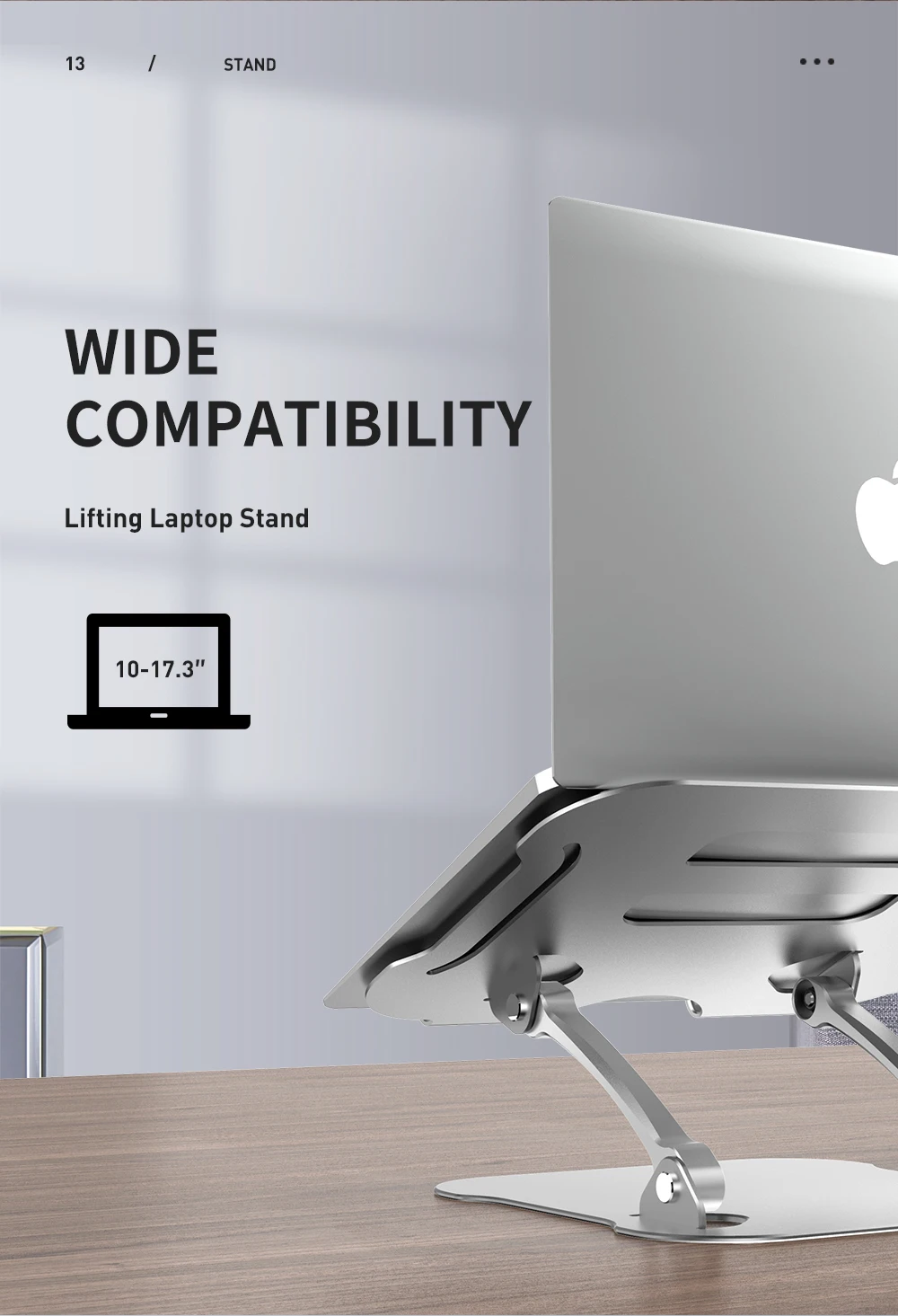 Portable Adjustable Ergonomic Laptop stand for desk, Adjustable Laptop riser computer stand for Two layer laptop stand