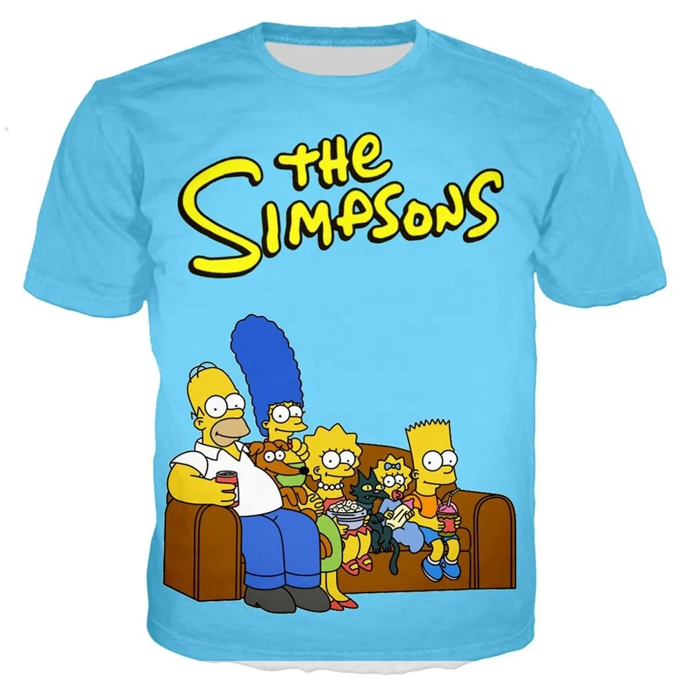 
hot sale hip hop t shirt men the simpsons 3D digital print anime sublimation t-shirt with fair price 