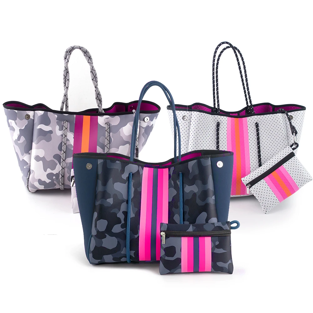 2024 hot sale gym bag new women neoprene tote bag summer purse handbag ladies neoprene beach large hand bags for women