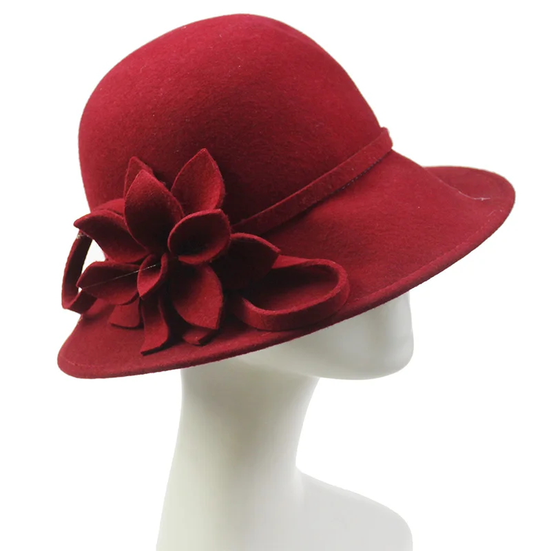 Женская шерстяная фетровая сумка-мешок Кентукки Дерби шляпы-колокол в форме шляпы из сатина с украшениями в виде цветов и с галстуком-бабочкой, праздничное платье из органзы, свадебное платье шляпа Свадебные флоппи шляп