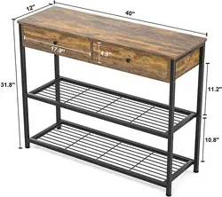 Best Selling Rustic Brown Industrial Sofa Corner Console Table With 2 Drawers