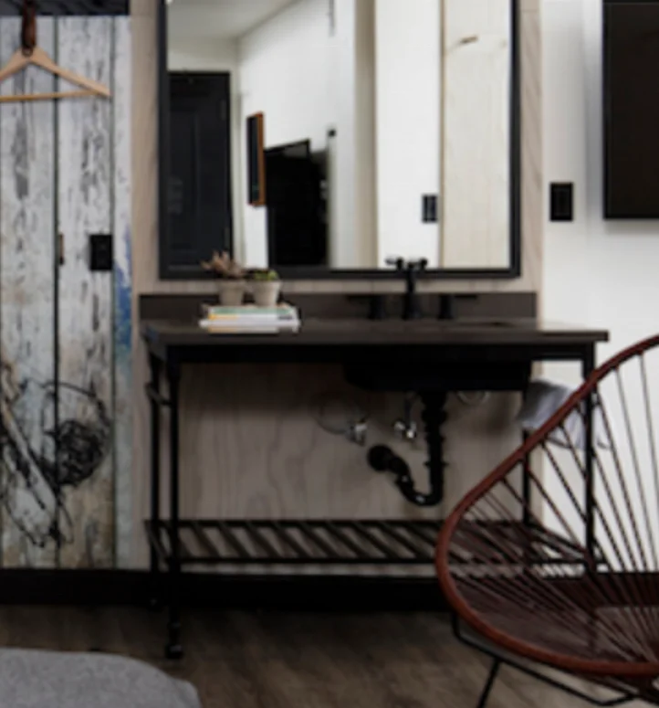 Traditional ceramic wash basin lavatory Black Metal pipe Frame Undermount Double Sink Vanity pedestal Gray Faux Concrete Top