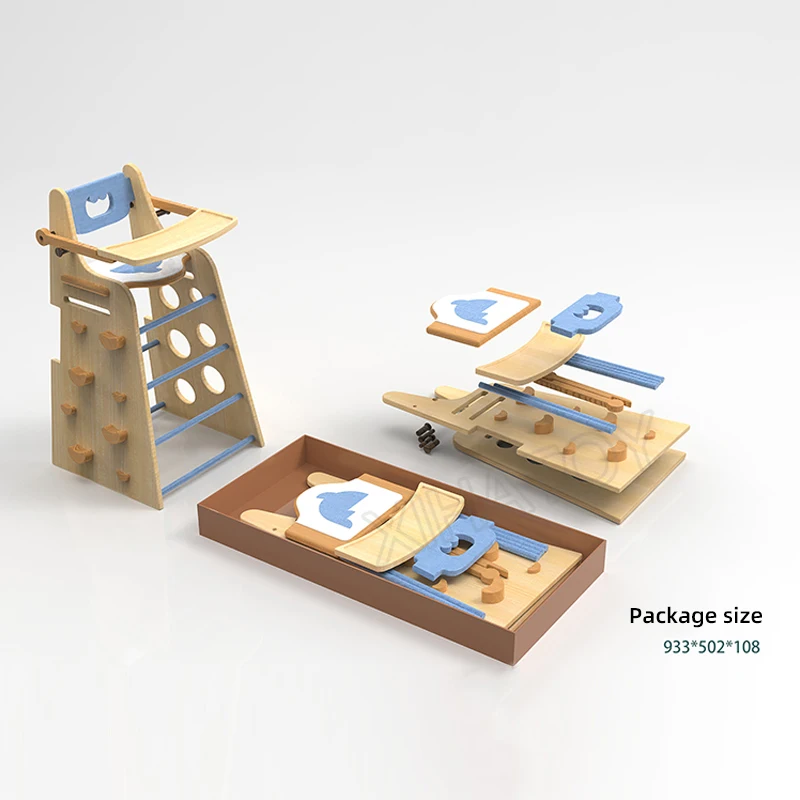 XIHA Natural Wooden Kids Furniture Chair With Step Baby Growing Toddler Weaning Chair Baby Feeding Dinning High Chair