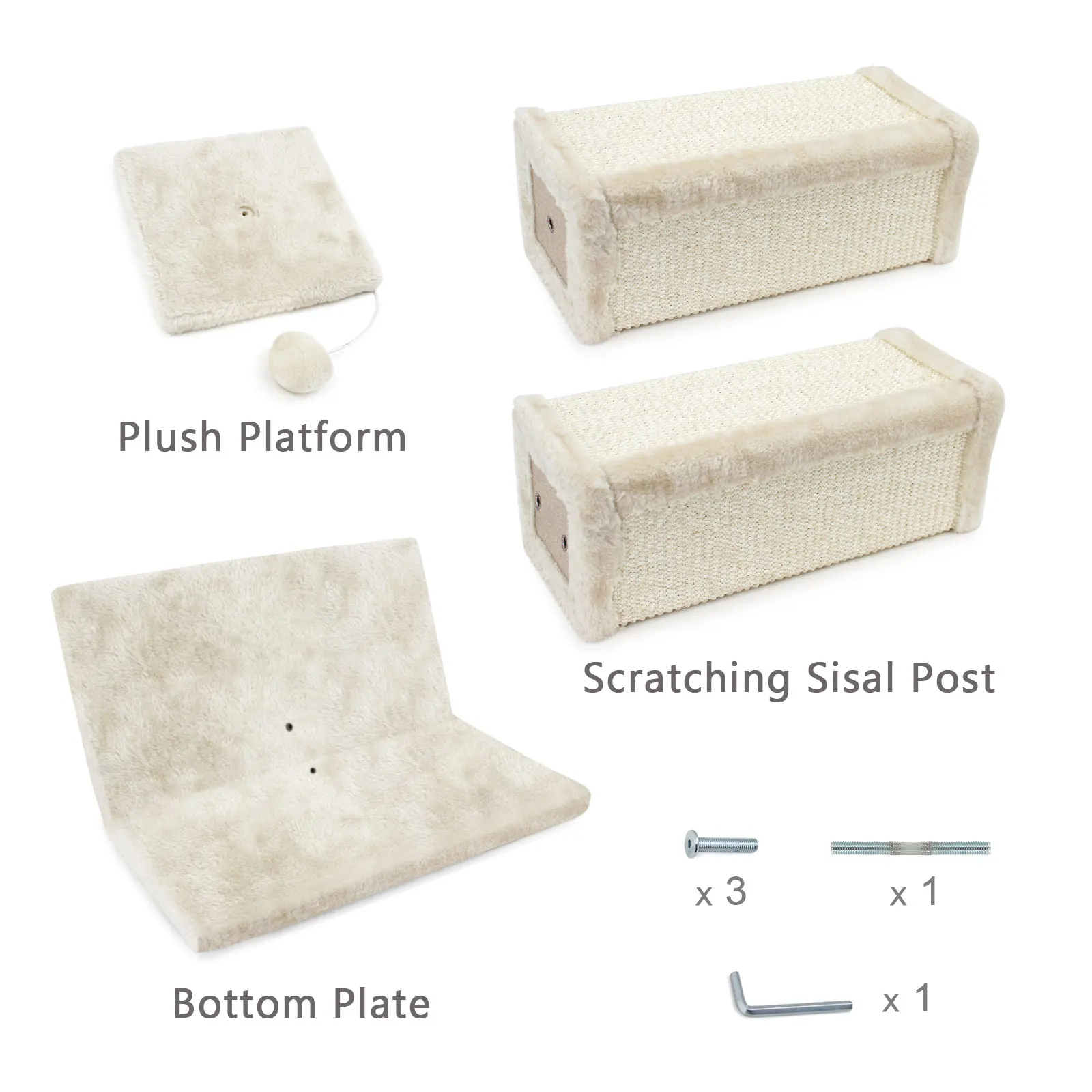 New Design Beige Two Section Cat climbing tree scratching column vertical post sisal claw toys