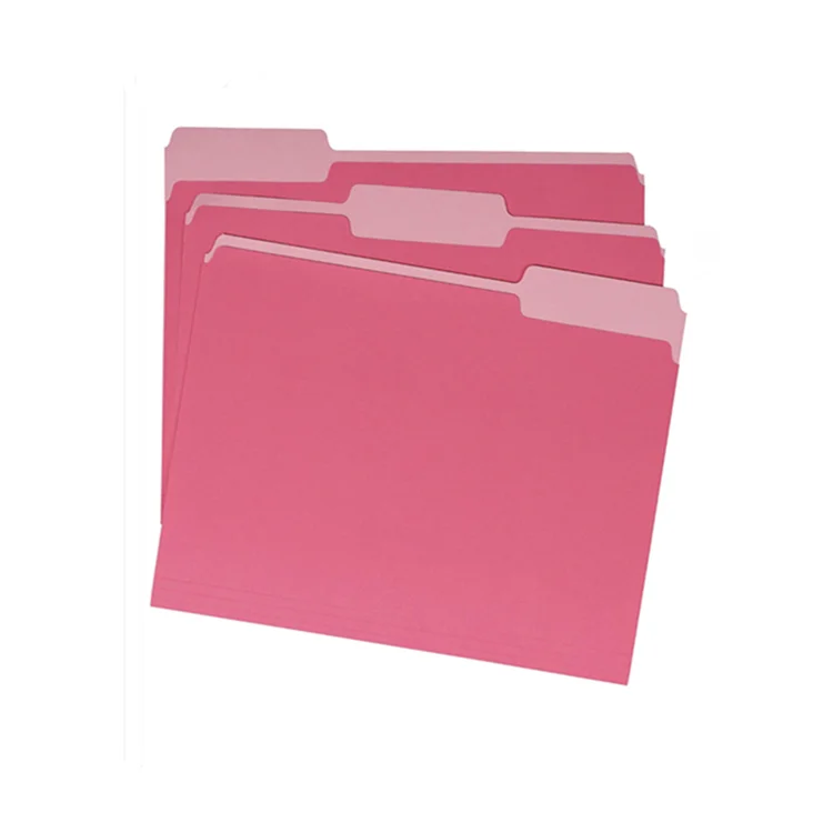 Office accessories custom logo bulk price pink cardboard paper file folder for sale