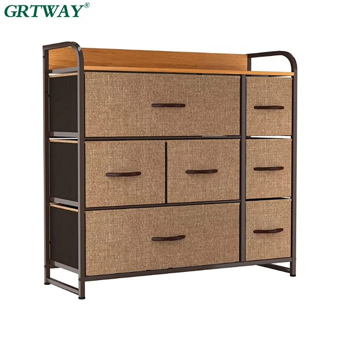 GRT9120 Dresser With Drawers Metal Frame Wood Top Dressing Table for Bedroom Furniture Set