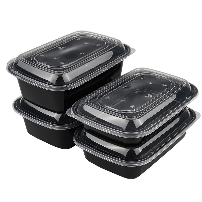 The factory wholesale disposable lunchbox plastic American two rectangular fast food box plastic takeout meals