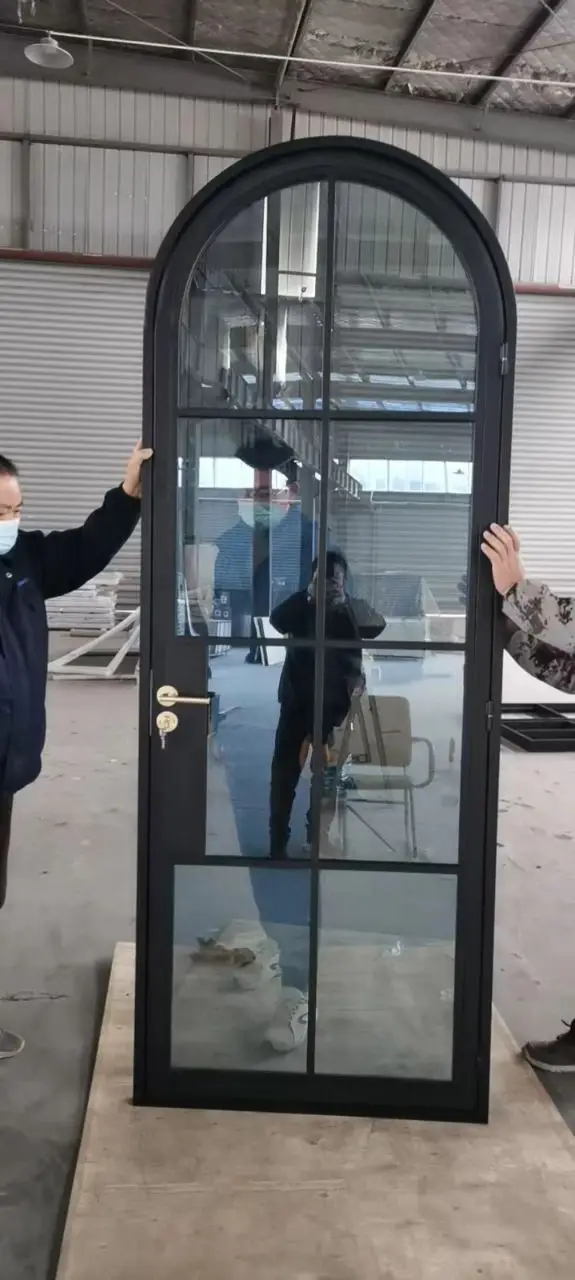 Full arch single front door steel metal entry master doors