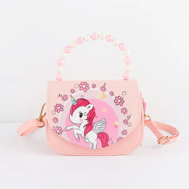 Wholesale hot sale cheap cute cartoon pu leather kids unicorn messenger purse girls cross body bags women handbags